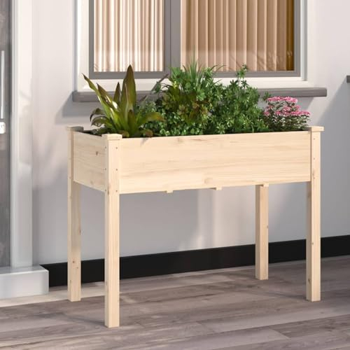 Chaduof Jardinière avec Doublure 118x59x76 cm Bois Massif de Sapin,Jardiniere sur Pieds,Jardiniere Terrasse