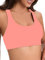 Racerback-Sport-Bade-BH für Damen, hoher Halsausschnitt, Bikini-Oberteil, schwarz, Workout-Badeanzug, nur gepolstertes Oberteil, Rosa / Orange, S