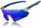KINGSEVEN Radsportbrillen Polarisierte Sonnenbrille Herren MTB Fahrradbrille Radbrille Sportbrille mit UV400-Schutz zum Autofahren Radfahren (Transparent Black Frame Dark Blue Temple-Dark Blue Lens)
