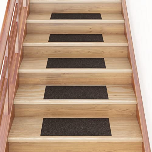 ZEYUAN Selbstklebende Treppenmatten 15 STK. 60x25 cm Dunkelbraun, Stufenmatten, Treppenteppich, Treppenstufen Matten, Treppenschutz, Stufenteppich, Treppenstufenmatten