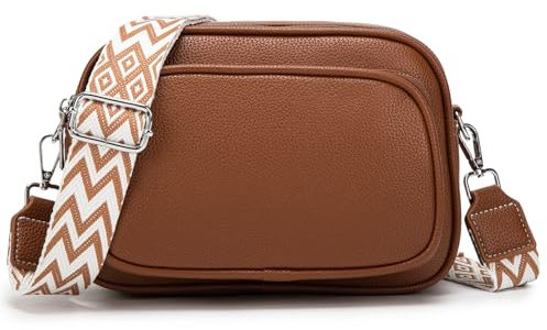 GUDIDBAG Sacs Bandoulière Sacoche Femme Cuir Modernes Sacs à Main Sangle Réglable et Amovible Large Bandoulière Caramel