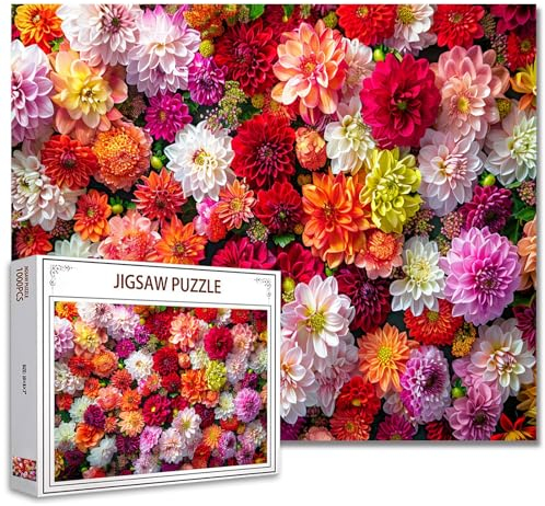 Tucocoo Blumen Hintergrund Puzzle 1000 Teile Puzzles für Erwachsene, Chrysantheme Floral Art Puzzles für herausfordernde Familienaktivitätsspiele 20 x 27 Zoll DIY Puzzle für Heimdekoration Geschenke
