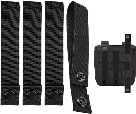 Caldamn 4 Stück Molle Strap Molle Adapter Gurtband Praktische Taktische Molle Strap Molle Gurtband Riemen Befestigung Snap Strap Nylon Daumen Snap Riemen Molle-Befestigungsgurte Zubehör (Schwarz)