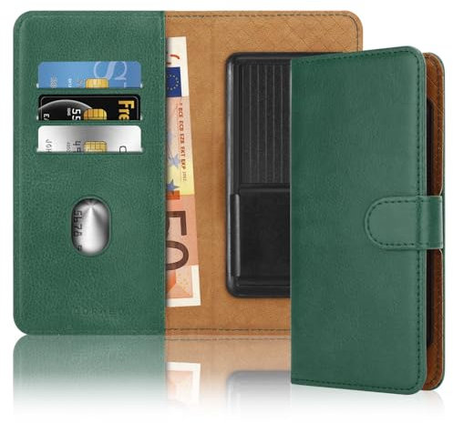Cadorabo Klapphülle kompatibel mit WIKO Jerry-Handyhülle mit Kartenfach, 360 Grad Schutzhülle zum klappen- Flip Case Book Cover PU Leder Handytasche klappbar ARMEEGRÜN