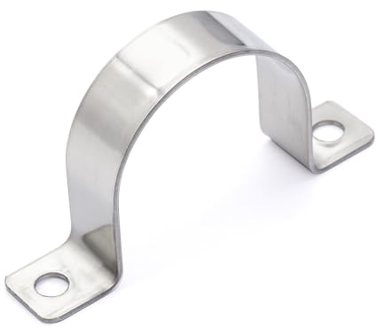 FamlTol 2 Inch Conduit Clamps Two Hole Metal Clamp Stainless Steel U Bracket Conduit Strap Tension Clips, Universal Clamp for Cylindrical Components - Fits OD 50 mm (Approx. 2) | 6 Pcs