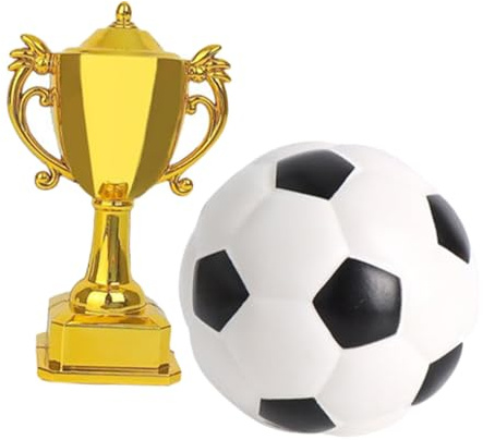 ibasenice Kleiner Fußball Und Plastiktrophäe Kleiner Auszeichnung Aus Stabilem Kunststoff Detailreiche Miniatur Fußballdekoration Für Puppenhäuser Tortendeko Und Party Pokal