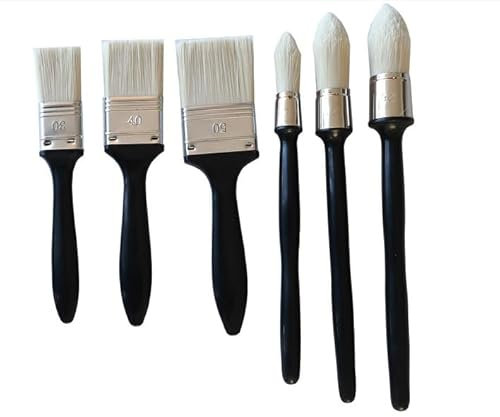 lot Set de 6 pinceaux universels,Plat et a rechampir idéals pour Peindre Tous Vos Supports, en intérieur et extérieur