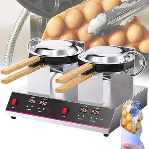 Gaufrier Professionnel À Bulles Avec Chauffage Double Face - Machine À Gaufres À Œufs Rotative À 180°, Minuterie De 0 À 9 Min Et Affichage Numérique De 50 À 250 °C Pour Cafés,DoubleHead