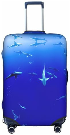 Shark Schwimmende unter dem Meer Gepäckabdeckung, Koffer, Trolley-Koffer, elastisch, waschbar, kratzfest, passend für 45,7 - 81,3 cm, weiß, XL