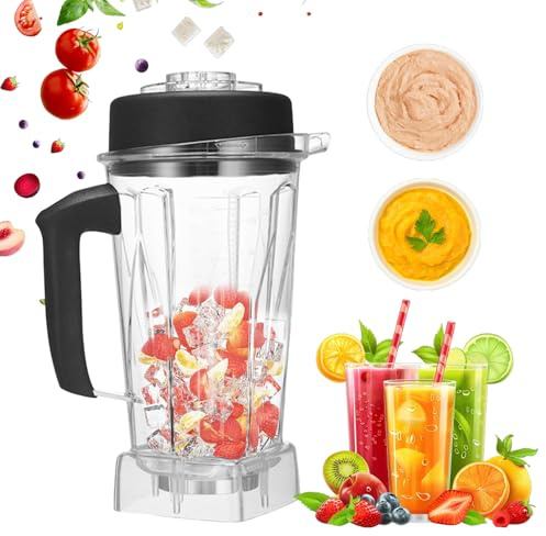 64oz Replacement Blender Pitcher for Vitamix 5200 5000 6300, BPA‑Free | Low Profile Plastic Blender Container Cup with 8‑Leaf Stainless Steel Blade, Food Grade Jar or Smoothies, Soups, Easy Clean