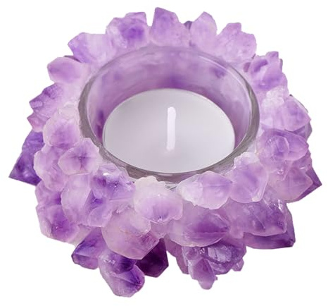 Natürlicher Amethyst-Cluster-Quarzkristall-Kerzenhalter, Teelicht-Kerzenständer, Dekoration für Zuhause, Hochzeit, Party, Jahrestag, Einweihungsgeschenke
