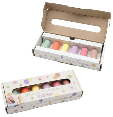 Lulubug Soja Wachsmalstifte ab 1 Jahr | Ungiftig, Bruchsicher, Vegan & Ergonomisches Design | Pastelltöne, 100% Natürliche Wachsmaler für Kleinkinder | Ohne unnötige Zusatzstoffe & Nachhaltig