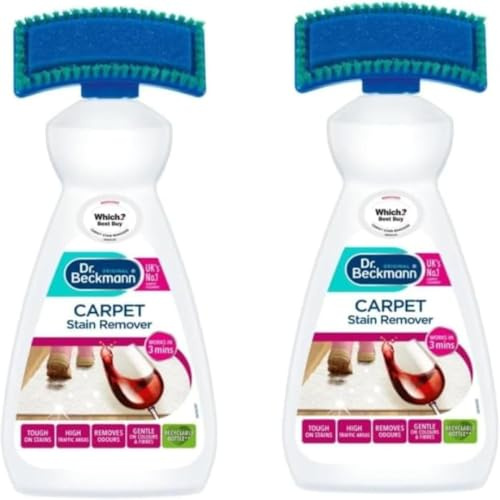 Carpet Stain Remover with Cleaning Brush 650ml – Works in 3 mins – Oxy-Powered Fast-Acting Deep Cleaner for Old Stains & Odours – Colour and Fabric Safe, Pet Friendly