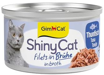 GimCat ShinyCat Filet in Brühe Thunfisch - Nassfutter mit Fisch - 24 Dosen (24 x 70 g)