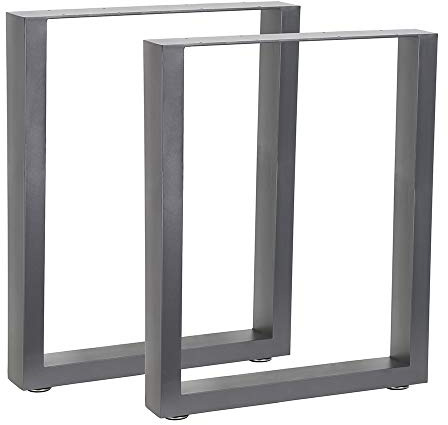 Mucola Tischkufen Tischbeine 2er Set Vierkantprofil 60x72 cm Stahl Grau | Tischuntergestell für Esstisch, Schreibtisch und Werkbank, Profil 80x40 mm, inkl. Bodenschoner und Montagematerial