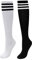 CHIC DIARY Kniestrümpfe Damen Mädchen Fußball Sport Socken College Cheerleader Kostüm Strümpfe Cosplay Streifen Strumpf, 2 Paar(schwarz+weiß Schwarz Streifen), Einheitsgröße