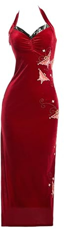Cosplay.fm Women's Game Cosplay Costume Dress Embroidered Cheongsam (M, Red)