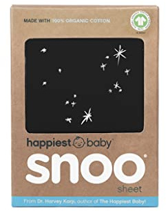 Happiest Baby SNOO Cot Fitted Sheet - 100% Organic Cotton Nursery Bedding - Fits SNOO Sleeper Crib Mattress (Black Galaxy)