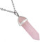 mookaitedecor Quartz Rose Collier Hexagonal Pierre Pointe Pendentif Prisme Cristal Pointu Semi Precieuse
