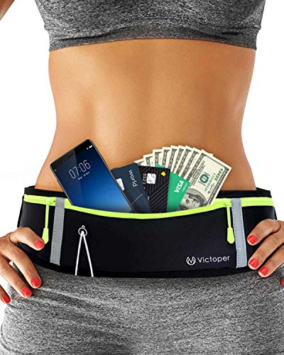 Victoper Marsupio Running, impermeabile, per allenamenti, viaggi e altro ancora, con strisce riflettenti e foro per cuffie, regolabile per tutti i tipi di telefoni