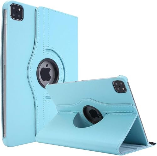 World biz Rotating Case for iPad Pro 12.9-Inch (2022/2021/2020/2018) 360 Degree Rotation Stand Protective Folio Leather Smart Cover, Auto Sleep/Wake (Sky Blue)