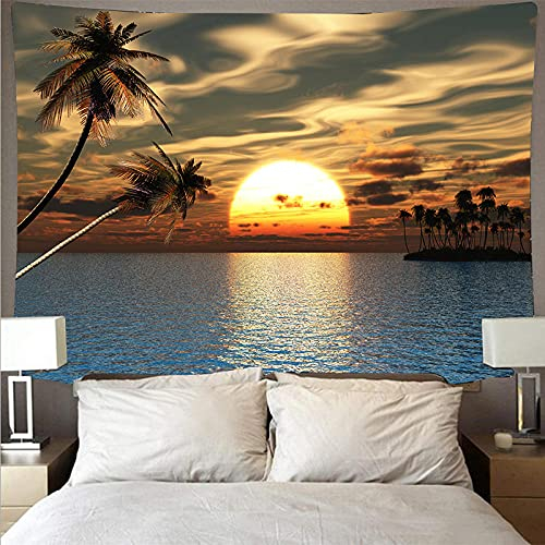 WEMAO Tapisserie Meer Sonnenuntergang Tapisserie Strand Hintergrund Tuch Hängendes Tuch Tapisserie Zimmerdekoration Tapisserie-A_230×180cm