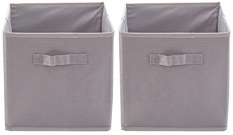 Periea ‘Jackie’ Premium Open Top Storage Boxes – Folding Storage Cubes – Smart Storage Solutions – Large Size with Lining and Insert (Dove Grey, Pack of 2)