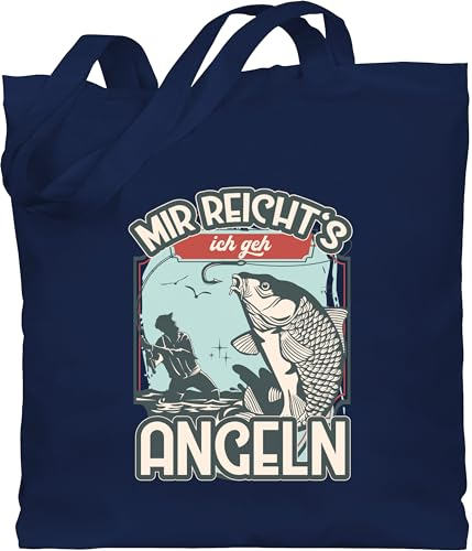 Shirtracer Baumwolltasche - Angler Geschenke & Zubehör - Mir reicht's ich geh angeln - Unisize - Navy Blau - angel gehe einkaufsbeutel fischerei reicht baumwolle fischen reichts jutebeutel fishing