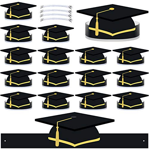 Nezyo 40 Stück Abschluss Hut aus Papier für Kinder Abschluss Hut mit 42 Stück 18 cm Verstellbarem Gummiband für 2026 Graduate Party Herzlichen Glückwunsch Gastgeschenke Dekorationen, Schwarz