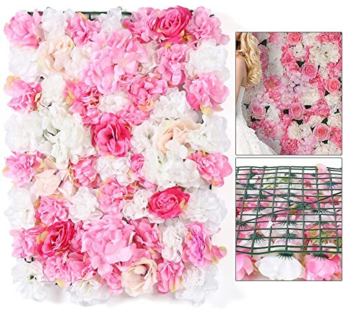 RibasuBB Wandpaneel für Blumenwand 40x60cm Künstliche Blumenwand Rosenwand Hochzeit Partei Dekor Wandplatte für Blumenwanddekoration Brautdusche
