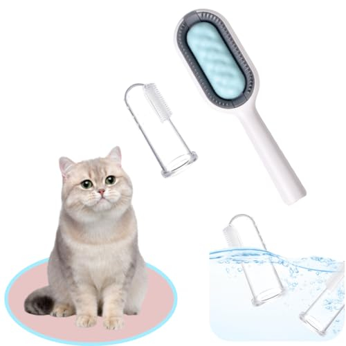 DeryArcle Pet Cleaning Hair Removal Comb 4 in 1 Universal Pet Knots Remover Multifunctional Pet Hair Remover with Finger Cover for Dogs Cats Grooming (Blue)