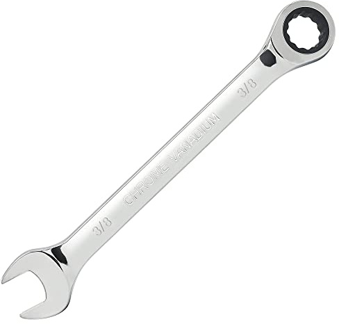 FOCMKEAS 3/8 Zoll Ratschen-Ringmaulschlüssel SAE 72 Zähne 12 Punkt Ratsche Box Ended und Open End Schraubenschlüssel Werkzeuge für engen Raum, wärmebehandelt CR-V