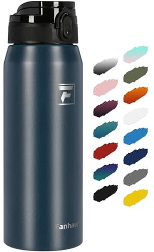 Fanhaw 750 ml Insulated Stainless Steel Water Bottle with 1 Lid (Chug Lid) - For Kids, Women, Men | Leak & Sweat Proof with Anti-Dust Lid (Navy Blue)
