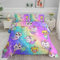 Axolotl Einhorn-Katzen-Bettwäsche-Set, niedliches Cartoon-Katzen-Bettwäsche-Set, Regenbogen-Meerjungfrauenschuppen, bedruckt, Kinder-Bettwäsche-Set für Mädchen, Kinder, Erwachsene, Teenager, Mädchen,