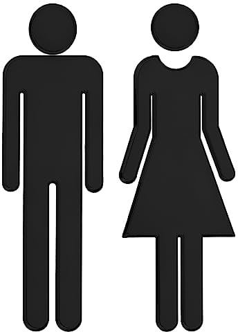 PATIKIL 4.7 Bathroom Sign, 1 Pairs Men Women Restroom Sign Self-Adhesive Toilet Door Decor Sticker for Office Business, Black