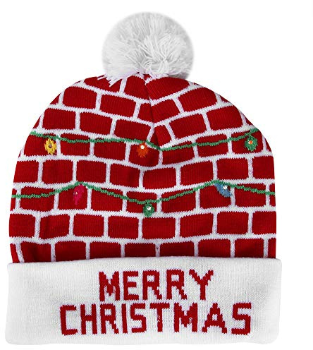 Fdit Weihnachtsmütze für Erwachsene, Gestrickt, Winter für Mütze, Winterhochzeit, Leuchtende Mütze Zum Stricken für Partyhüte (Typ 5)