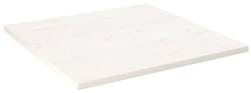 Camerina Tischplatte Weiß 80x80x2,5 cm Massivholz Kiefer Quadratisch Baumkantentisch KüChenarbeitsplatte
