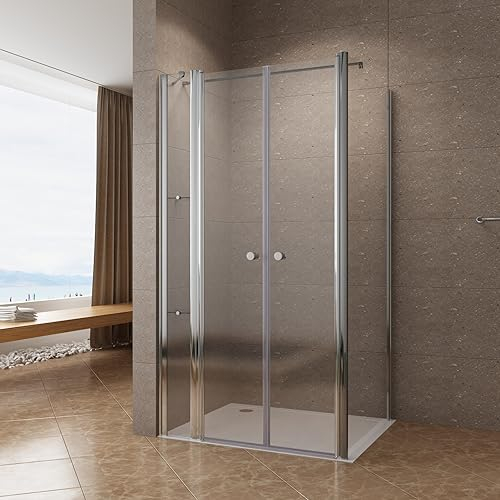 Duschkabine Eckeinstieg 110x90cm Pendeltür an Festteil mit Seitenwand Eckdusche rahmenlos 6 mm ESG Echtglas klar Nano-Beschichtung Duschtür Schwingtür Eckregal Duschablage