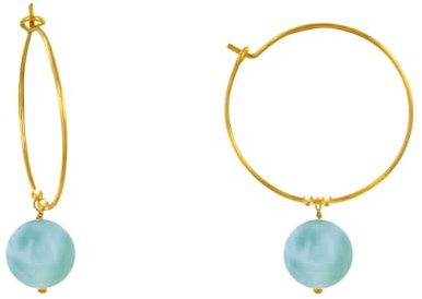 LES POULETTES BIJOUX - Vergoldet Ohrringe Reifen und Larimar-Perle