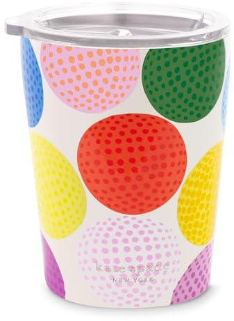 kate spade new york Petite tasse à café isotherme avec couvercle, tasse à double paroi en acier inoxydable, gobelet à café de 355 ml (mini golf)