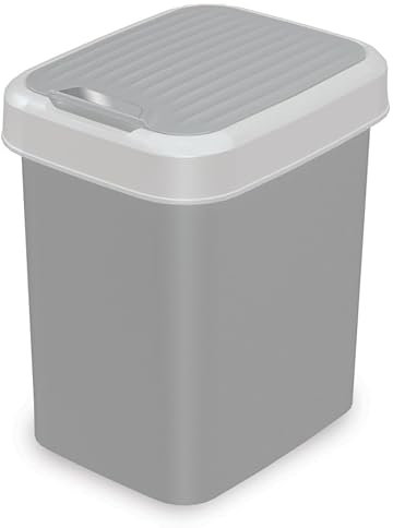 Plana FLIP BIN Mülltonne - mit Öffnung in 2 richtungen - Mülleimer Küche - Abfalleimer Küche mit Deckel (Weiss, 12L)