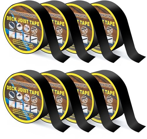 lesolar Deck Joist Tape, 8 Rolls Butyl Waterproof Joist Tapes 5cm *15.2m,Timber Flashing Tape for Decking, Repairing Seal Protect Deck Joists,Decking Tape for Outdoor Use