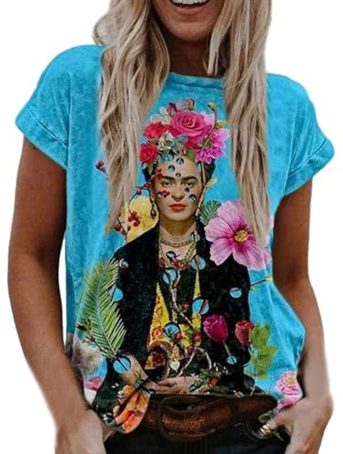 tuwiwol Femmes peinture à l'huile T-Shirt imprimé graphique à manches courtes Blouse chemise drôle vêtements de mode pull décontracté sweat