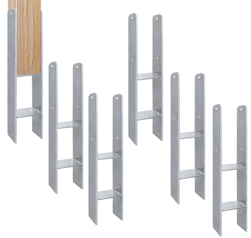 LILIIN 6x H-Pfostenträger H-Anker Pfostenanker Träger Anker Pfosten Stahlträger, 600 mm Länge, Materialstärke 5mm, für Pfosten Zaun, Carports, Stelzenhäuser (6 Stück 121 x 600 x 5 mm)