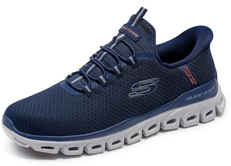 Skechers Glide-Step Noxus Hands Free Slip-in, Zapatillas Hombre, Navy Mesh/PU, 46 EU
