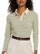 Sarefii Women Long Sleeve T Shirts Striped Collared Shirts Golf Polo Cotton Blend Casual Tennis Tops Fall Outfits Trendy, Z Long Sleeve Green White, L