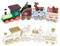 2 Stück Weihnachtszug Deko, Mini Holzzug, Weiß-Bunt Ornamente, Kleiner Tischdeko, Rentier Geschenke für Kinder, Neujahr Xmas Party Dekoration