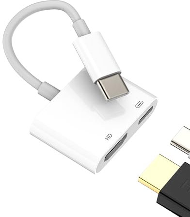 Adaptateur USB C Vers HDMI(2en1)Type C Charge Câble Pour Apple Iphone 16 15 Pro Max 4K Displayport Adapter MacBook Pour IPad Dongle écran TV Onnecteur Compatible Avec Samsung Téléphone Prise Appareil