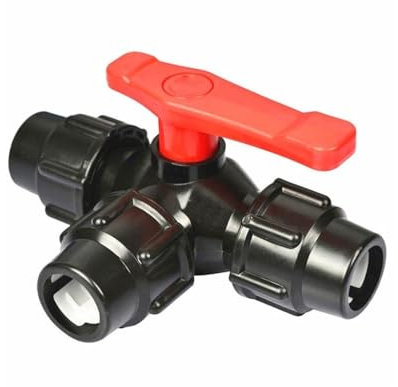 JOSUR Vanne de Tuyau à Connexion Rapide à Trois Voies PE, for Piscine, vannes en Plastique, vanne de Type T(Black,50mm)