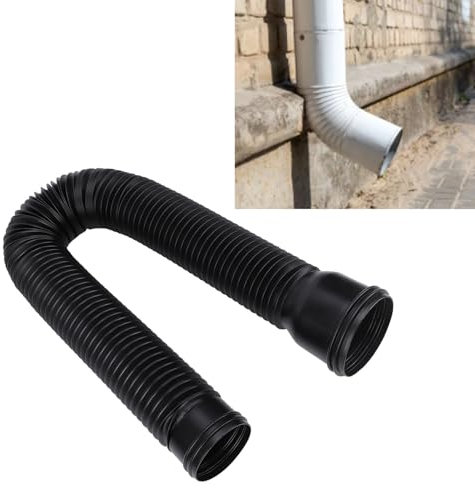 Drain Down Hose Guttering Rain Gutter Downspout Extension Flexible Pe Drainage Drain Down Hose Shed Guttering Kit, 20-59 Inch Downspout Extension Kit, Catch Basin Drain Kit (Black)